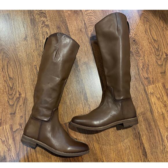 Franco Sarto Women's Marlisa Leather Riding Boots Brown Size 11M Classic Style - Picture 1 of 13